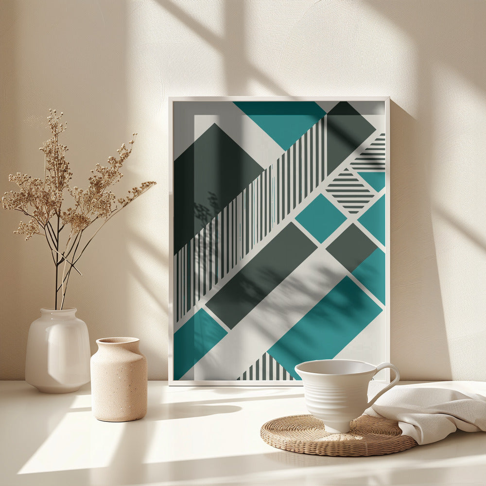 Geometric Teal - Poster / Art Print - interiör