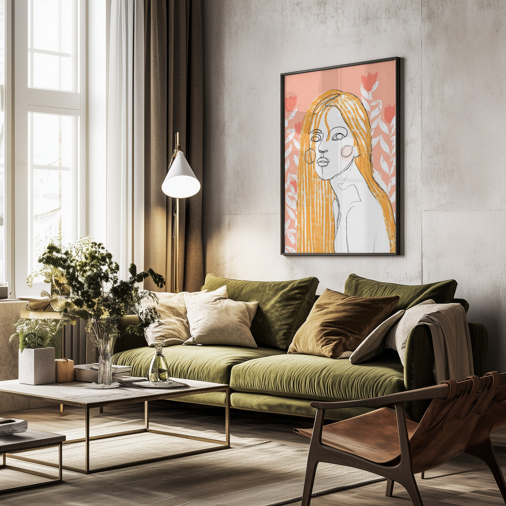 The Tulip Girl (Peach) - Poster / Art Print - interiör