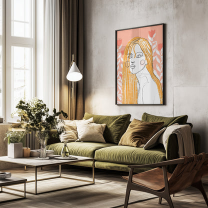 The Tulip Girl (Peach) - Poster / Art Print - interiör