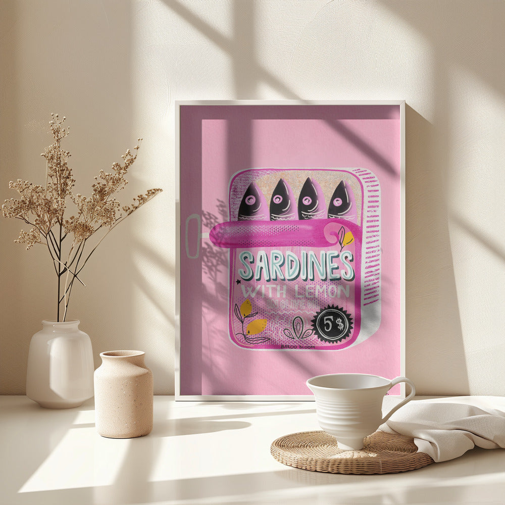 Sardines Tin Can Pink - Poster / Art Print - interiör