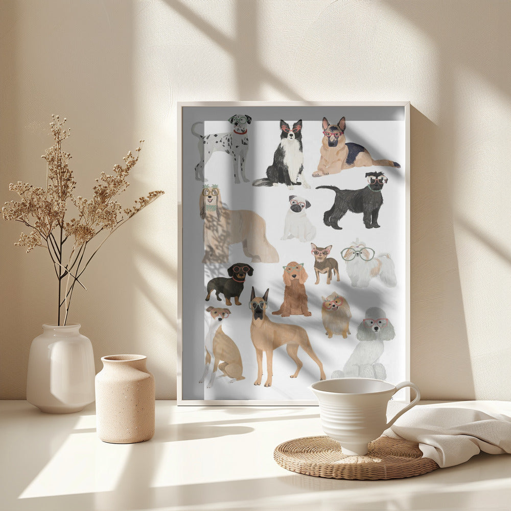 Dogs in glasses Print - Poster / Art Print - interiör
