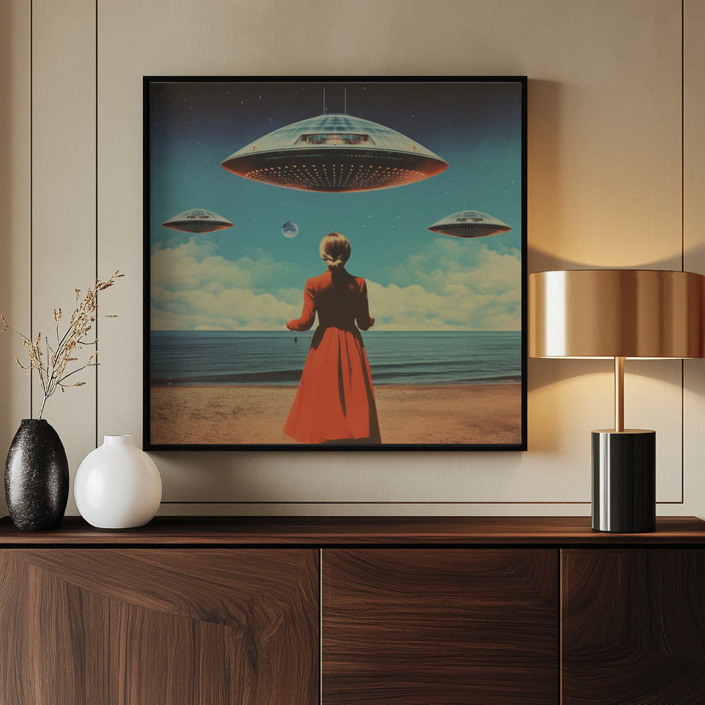 UFO Skies Collage Art - Poster / Art Print - interiör