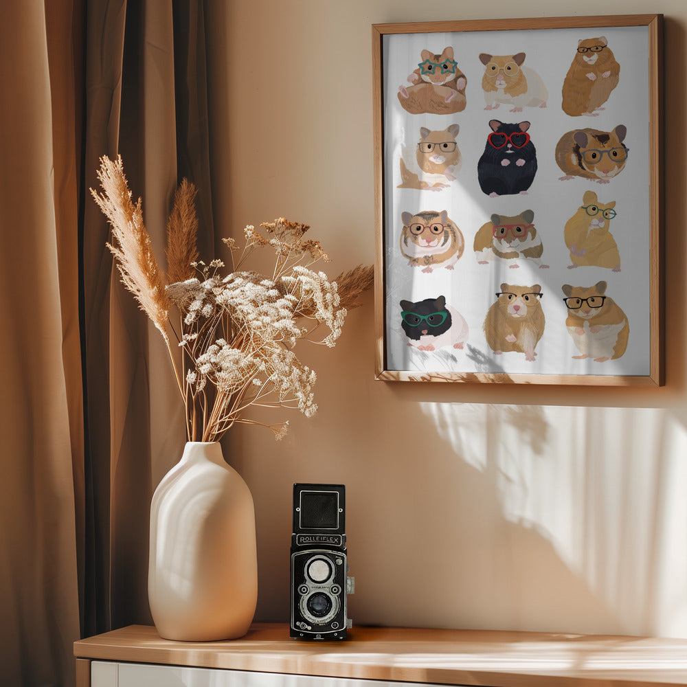 A1 Hamsters In Glasses - Poster / Art Print - interiör