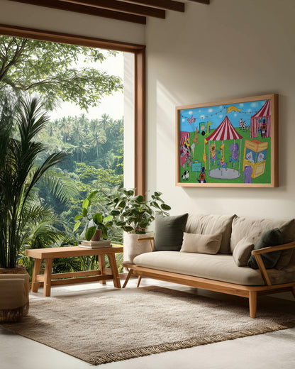 Welcome to the Carousel with Funny Animals by Artist Carla Daly - Poster / Art Print - interiör