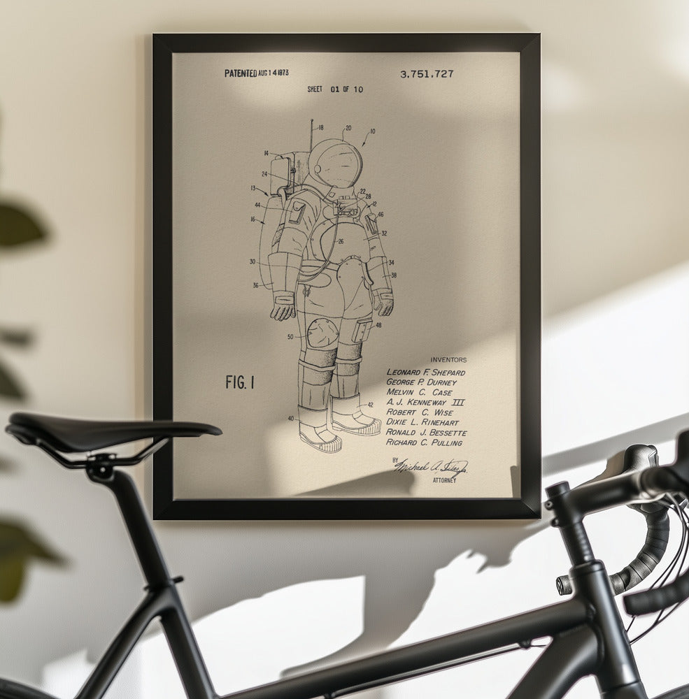 Space Suit Patent 1973 - Poster / Art Print - interiör