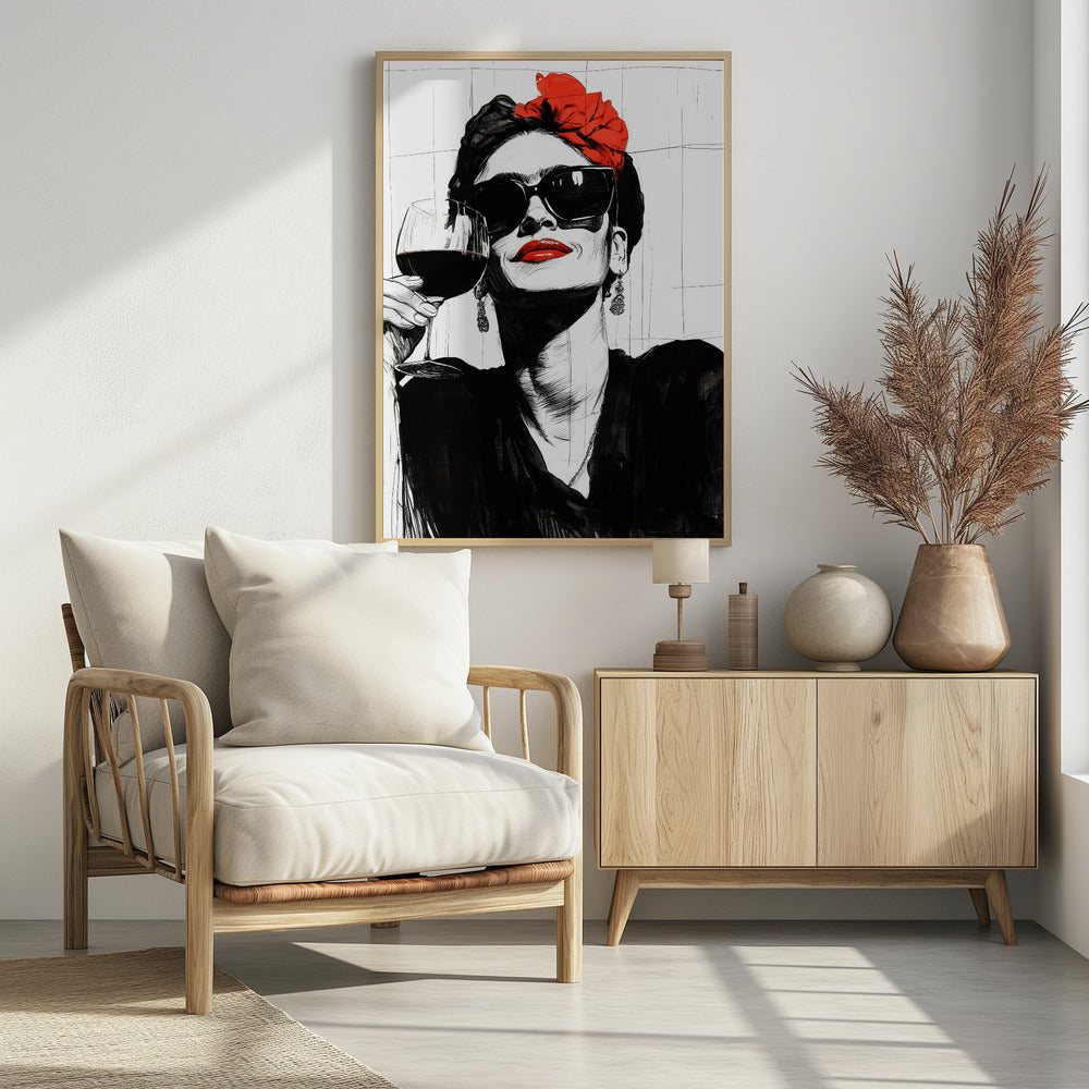 Woman and drink - Poster / Art Print - interiör