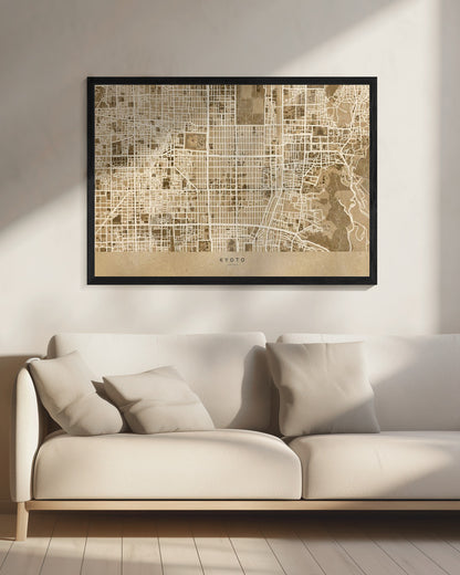 Sepia karta av Kyoto - Poster / Art Print - interiör