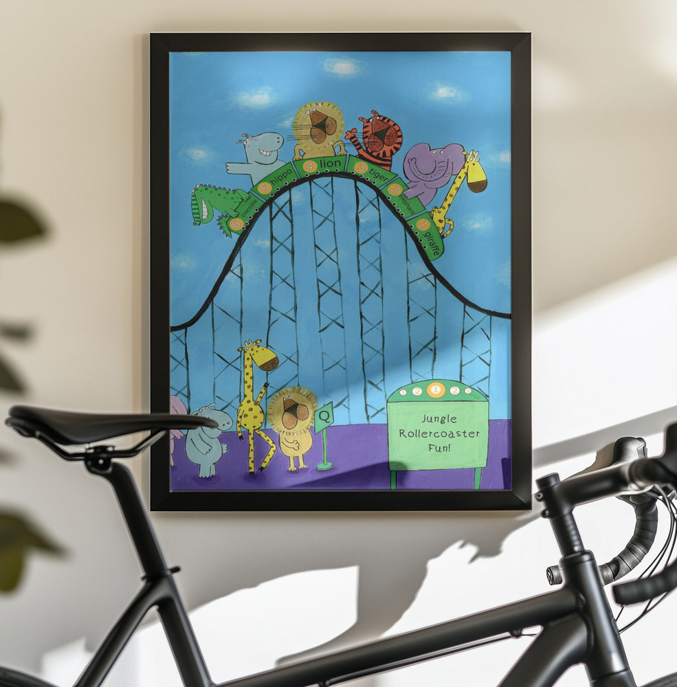 Jungle Animals Whizzing Down the Rollercoaster by Carla Daly - Poster / Art Print - interiör