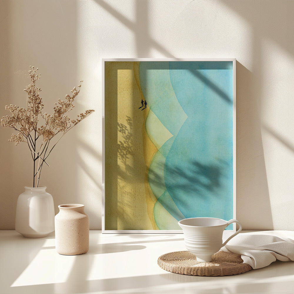 Relaxed Beach Walk Along the Sea - Poster / Art Print - interiör
