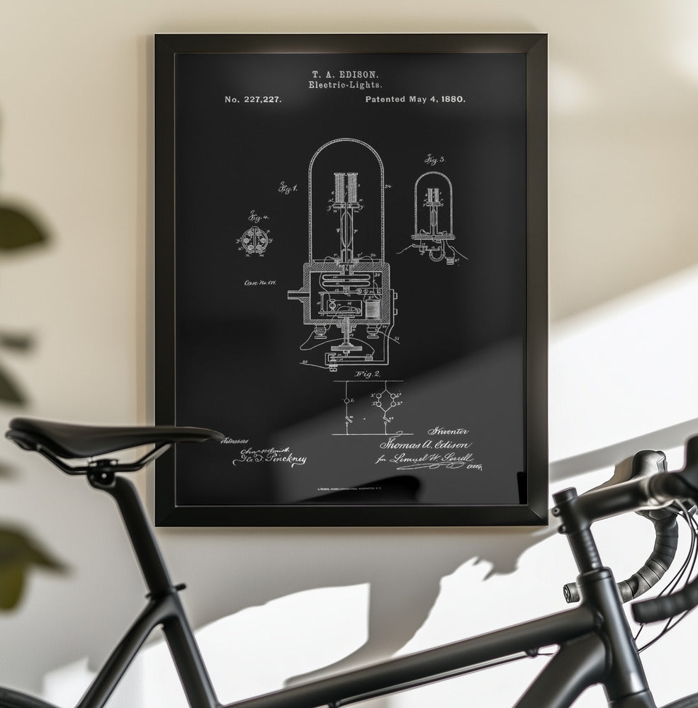 Electric Lights Patent 1880 - Poster / Art Print - interiör