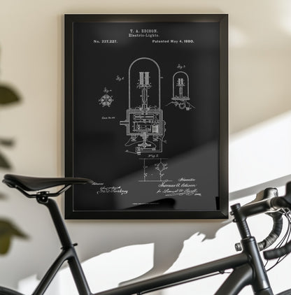 Electric Lights Patent 1880 - Poster / Art Print - interiör