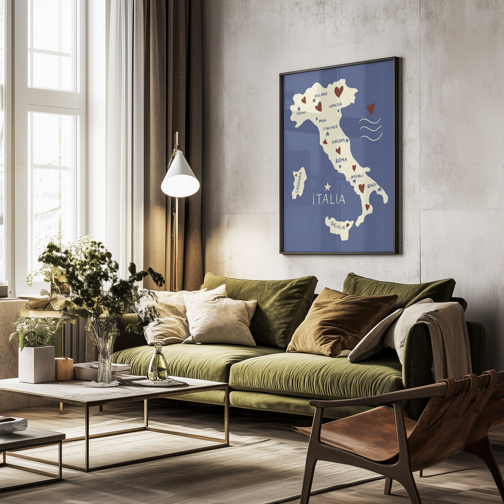 Italiy Map - Poster / Art Print - interiör