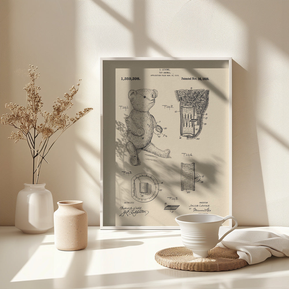 Teddybear Patent 1920 - Poster / Art Print - interiör