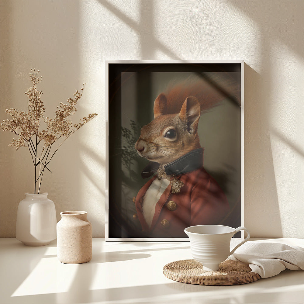 Regal Squirrel Gentleman - Poster / Art Print - interiör