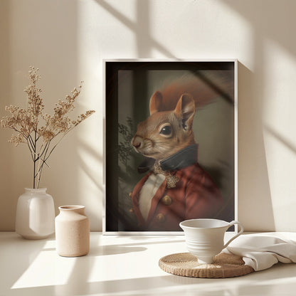Regal Squirrel Gentleman - Poster / Art Print - interiör