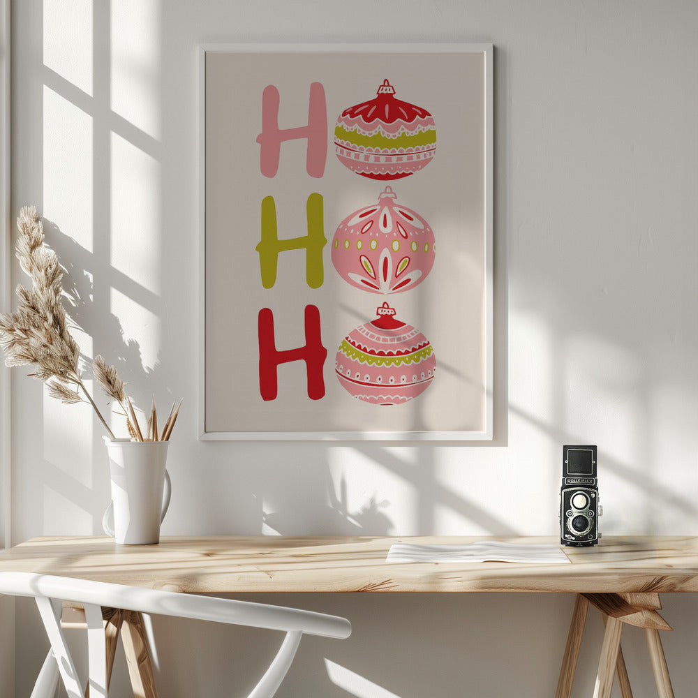 HoHoHo Cheerful little Christmas Illustration - Poster / Art Print - interiör