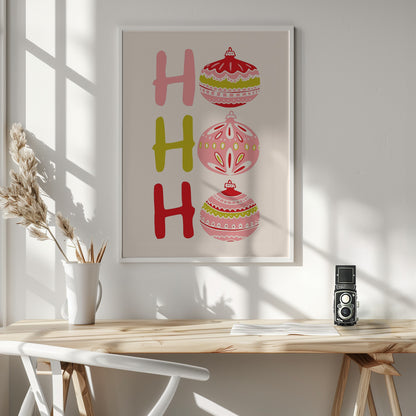 HoHoHo Cheerful little Christmas Illustration - Poster / Art Print - interiör