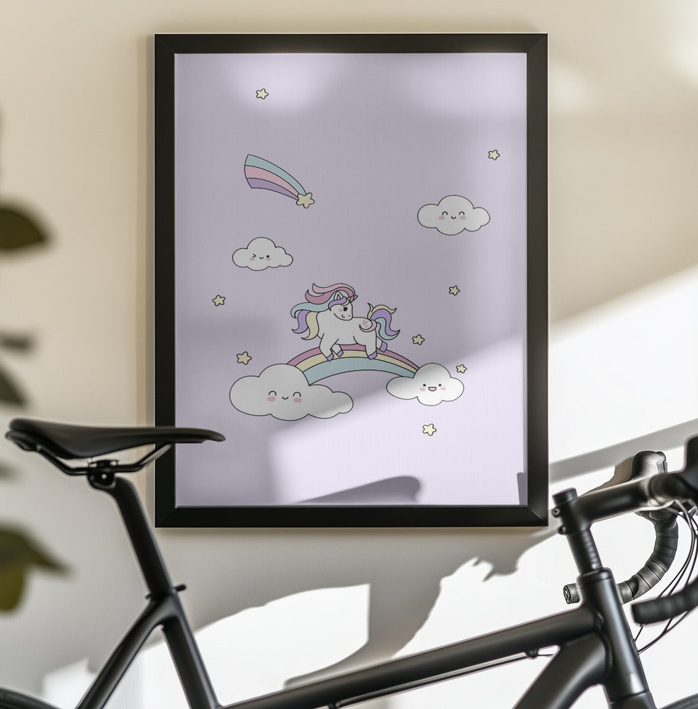 Kawaii Unicorn - Poster / Art Print - interiör