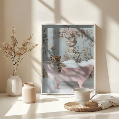 Leopard’s Pink Bubble Bath - Poster / Art Print - interiör