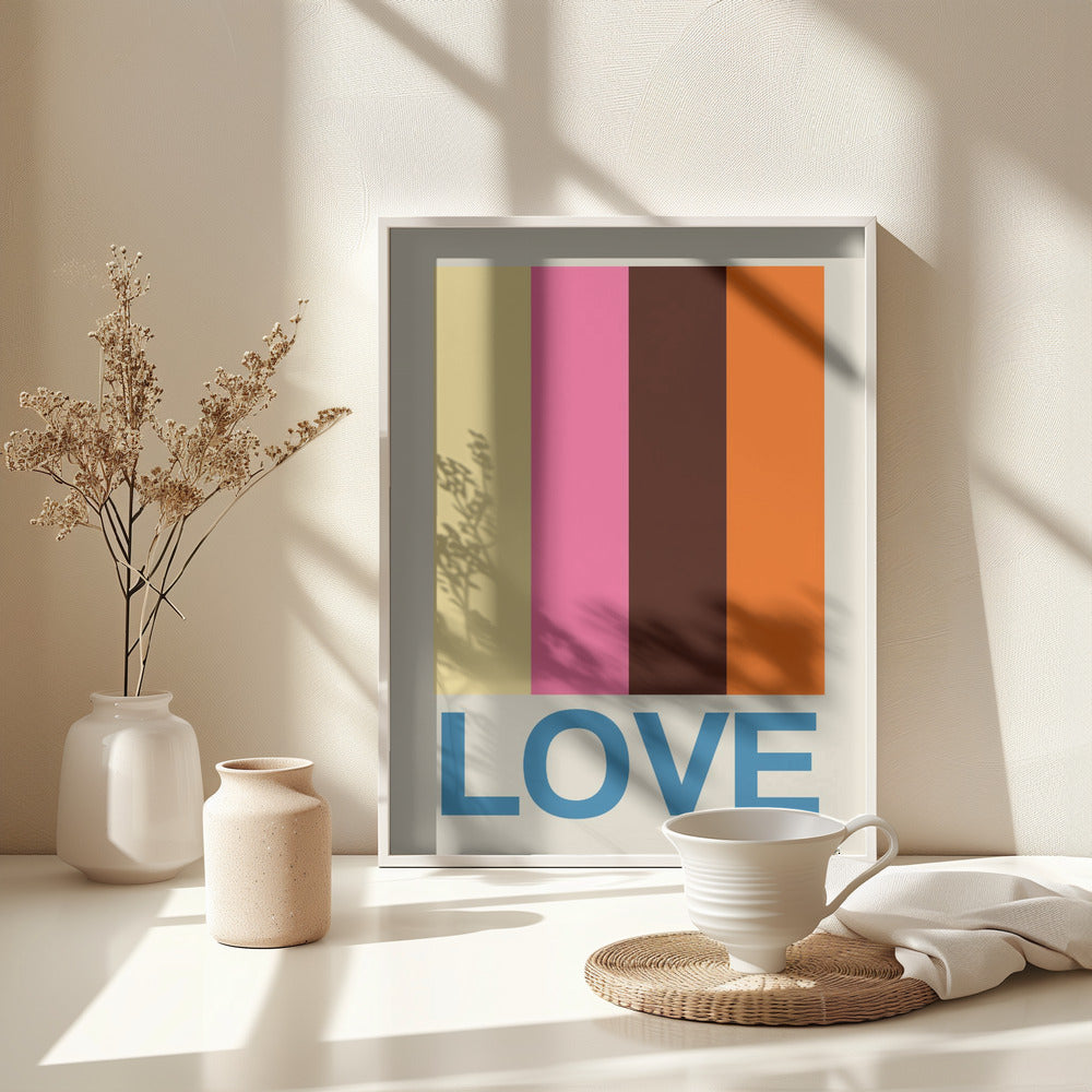 Retro Stripe LOVE Summer Fruits - Poster / Art Print - interiör