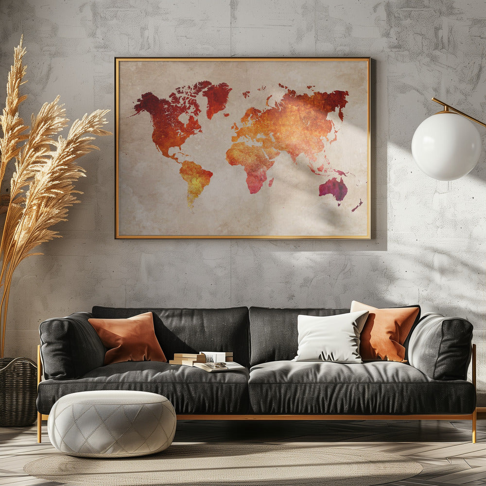 Världskarta 2 - Poster / Art Print - interiör