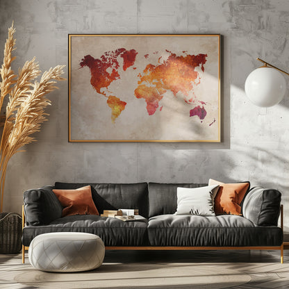 Världskarta 2 - Poster / Art Print - interiör