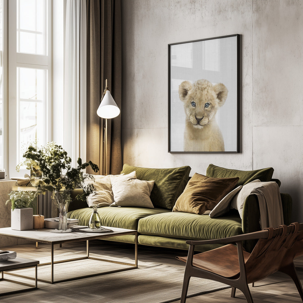 Peekaboo Baby Lion - Poster / Art Print - interiör