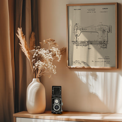 Sewing Machine Patent 1944 - Poster / Art Print - interiör