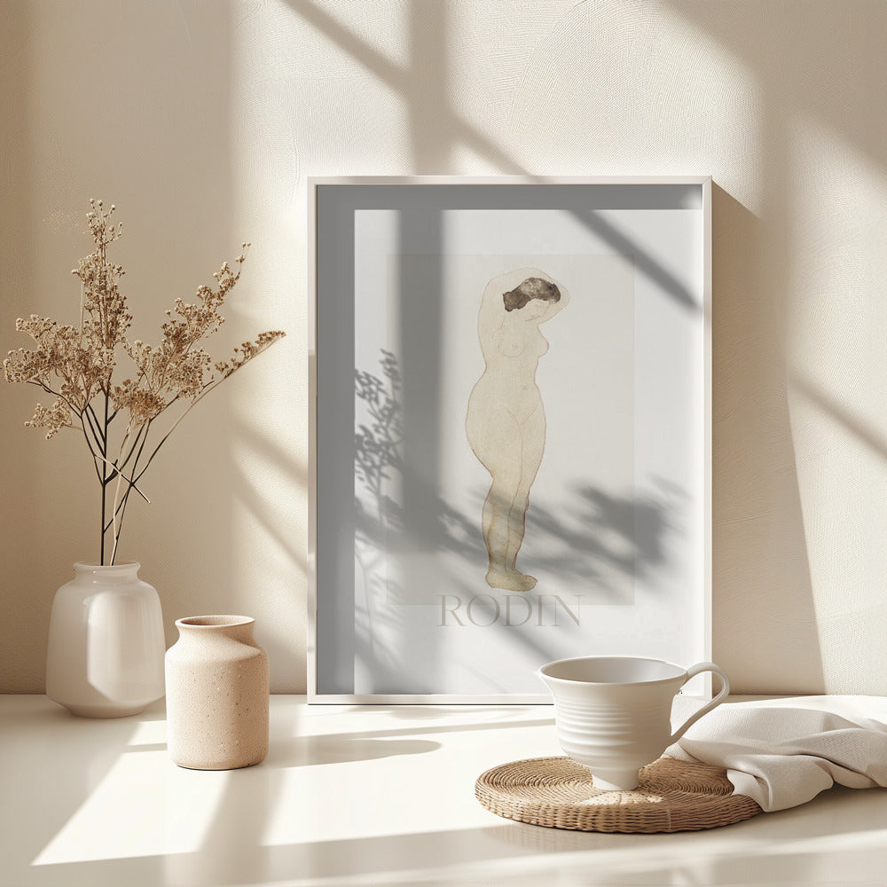 Nude, Standing With Hands On Head - Poster / Art Print - interiör
