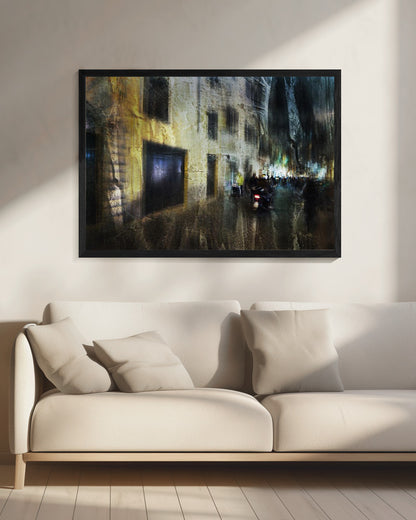 Biker on the alley - Poster / Art Print - interiör