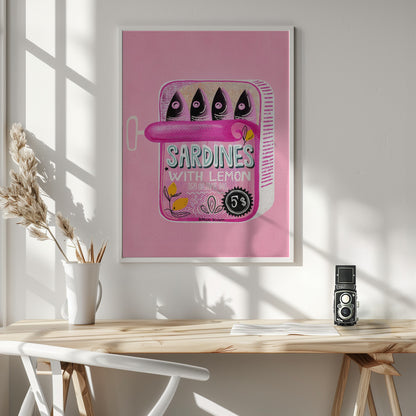 Sardines Tin Can Pink - Poster / Art Print - interiör