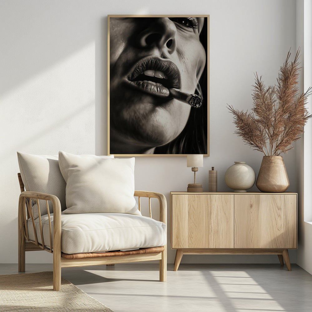 The Girl With the Burning Cigarette - Poster / Art Print - interiör