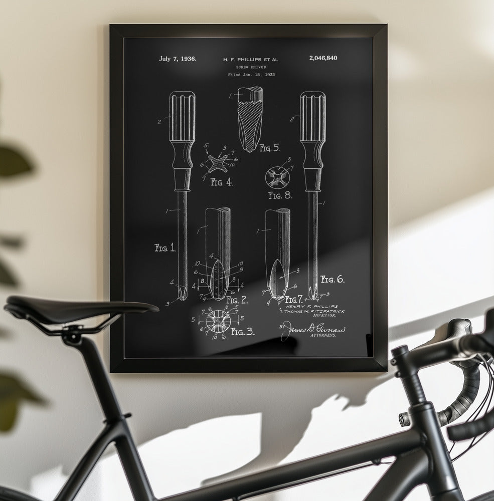 Screw Driver Patent 1935 - Poster / Art Print - interiör