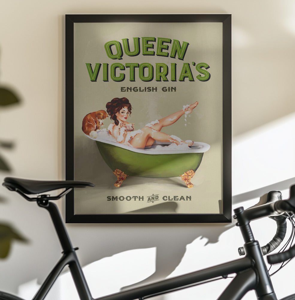 Queen Victoria English Gin Bath Pinup Girl - Poster / Art Print - interiör