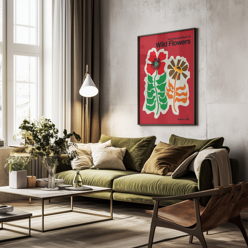 The Illustrated Book Of Wild Flowers Vol.2 Red - Poster / Art Print - interiör