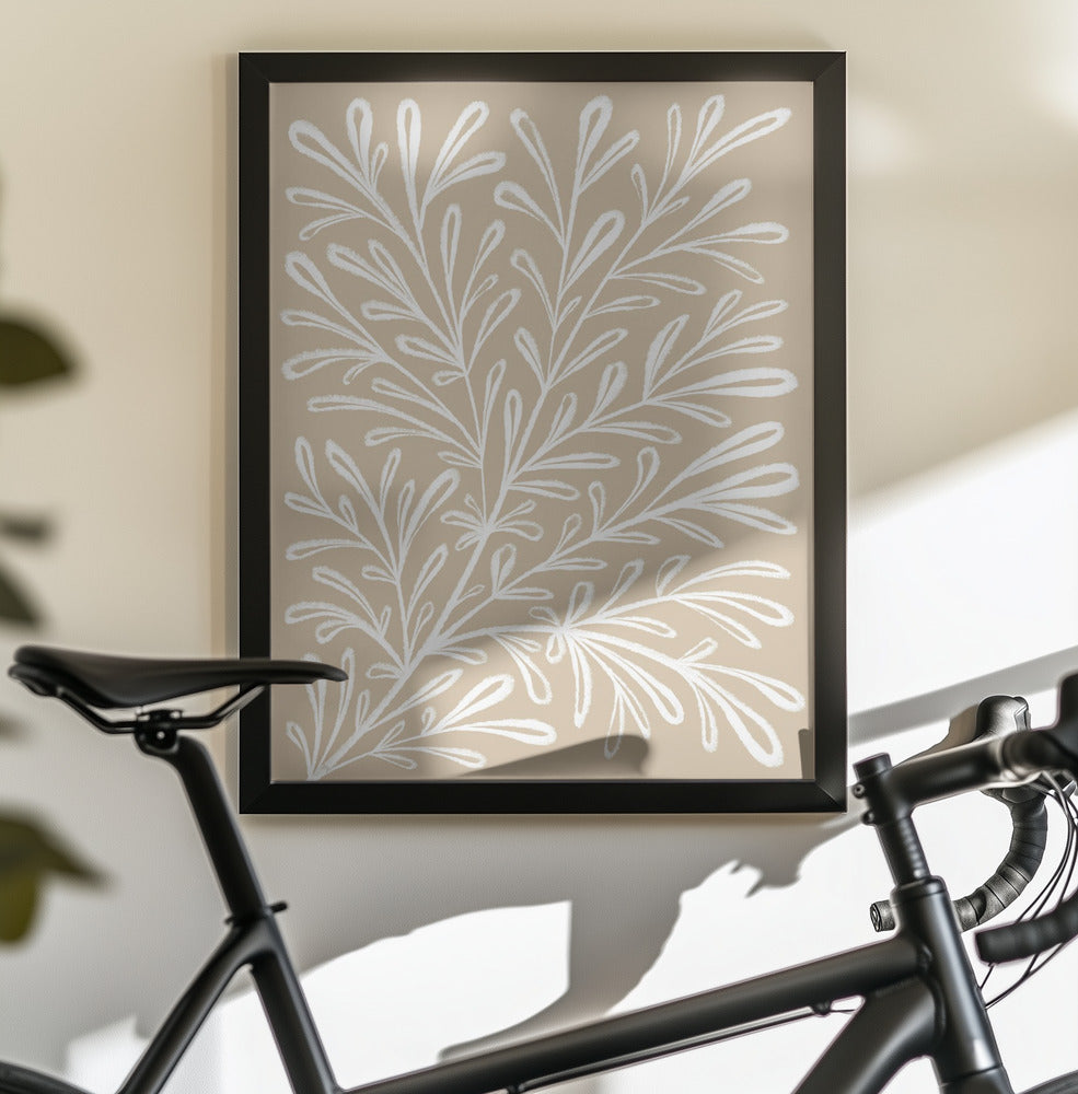 Beige White Plant - Poster / Art Print - interiör