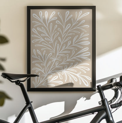 Beige White Plant - Poster / Art Print - interiör