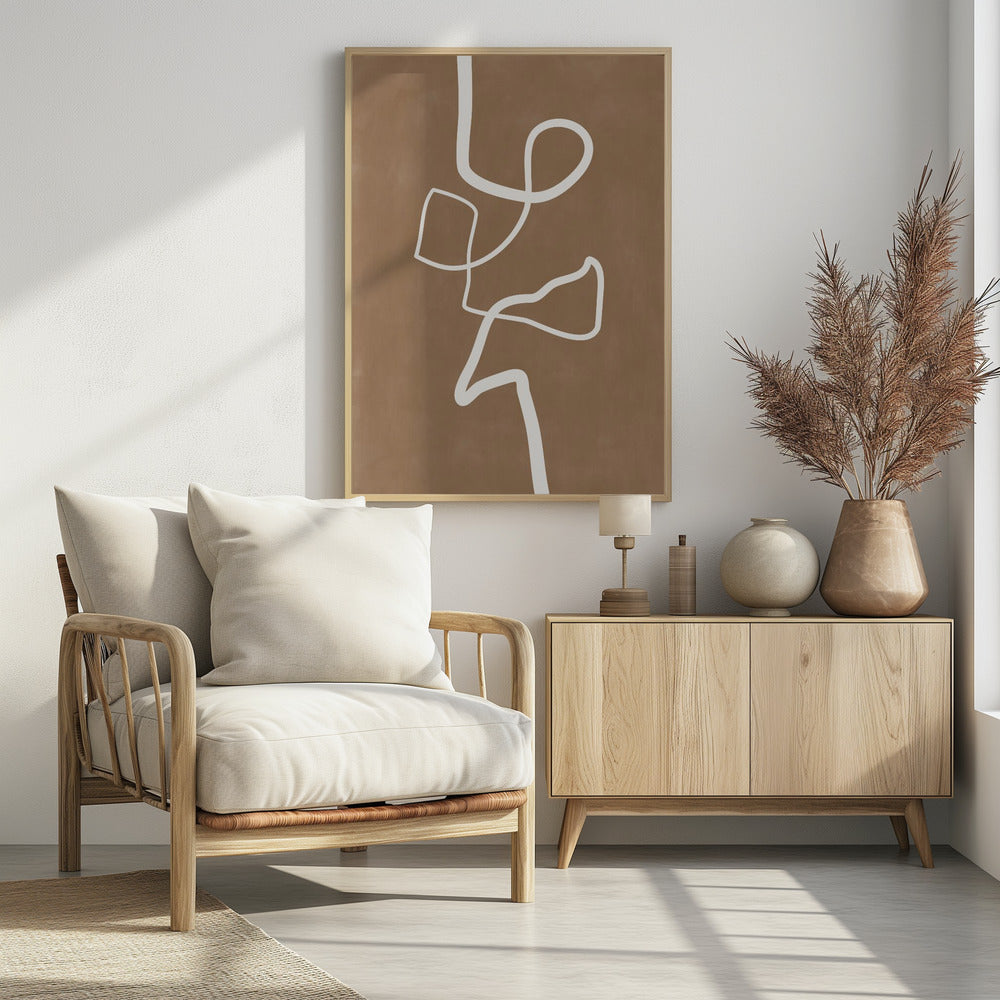 Brown Single Line Artwork - Poster / Art Print - interiör