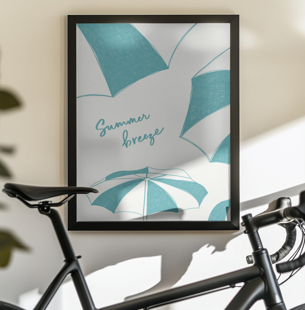 Summer beach parasols pencil sketch - Poster / Art Print - interiör
