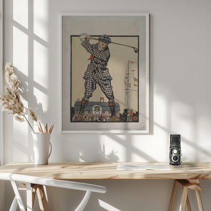 Man Swinging Golf Club (1915) - Poster / Art Print - interiör