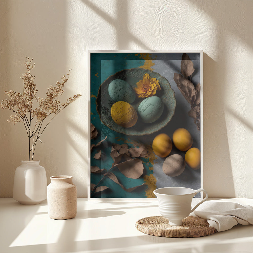 Yellow And Blue Eggs - Poster / Art Print - interiör