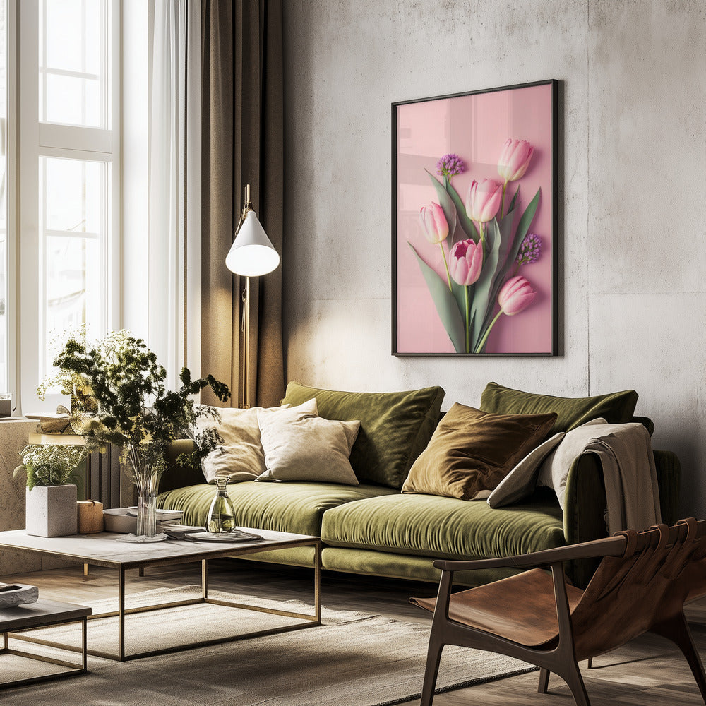 Pink Tulips - Poster / Art Print - interiör