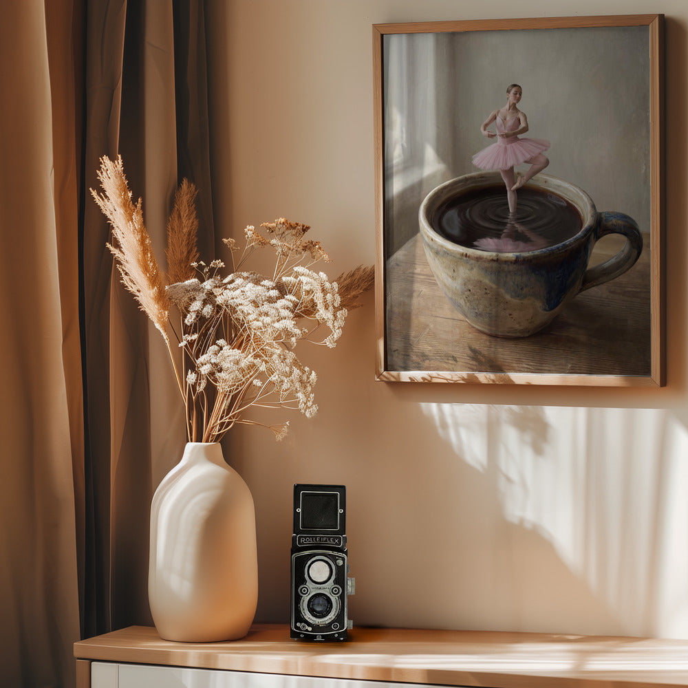 Ballerina In Coffee Cup - Poster / Art Print - interiör