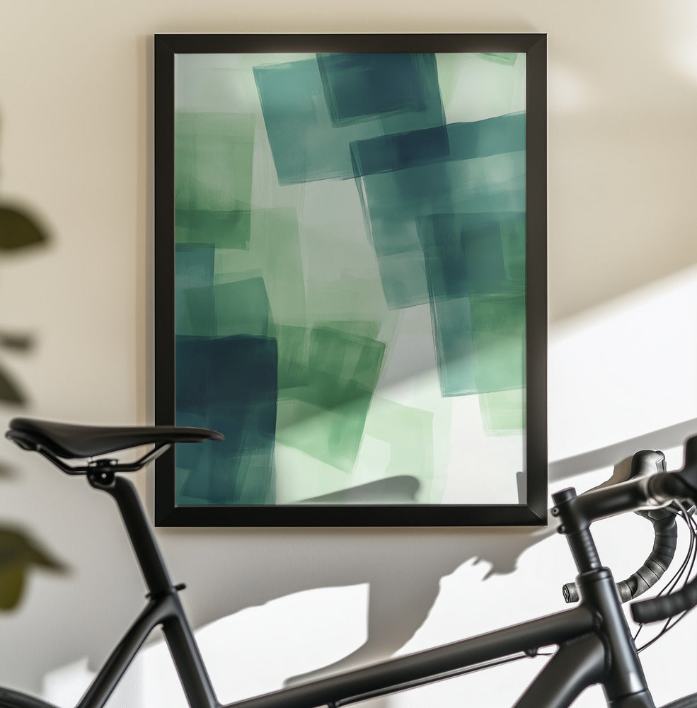 Green Squares - Poster / Art Print - interiör