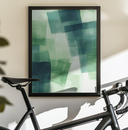 Green Squares - Poster / Art Print - interiör