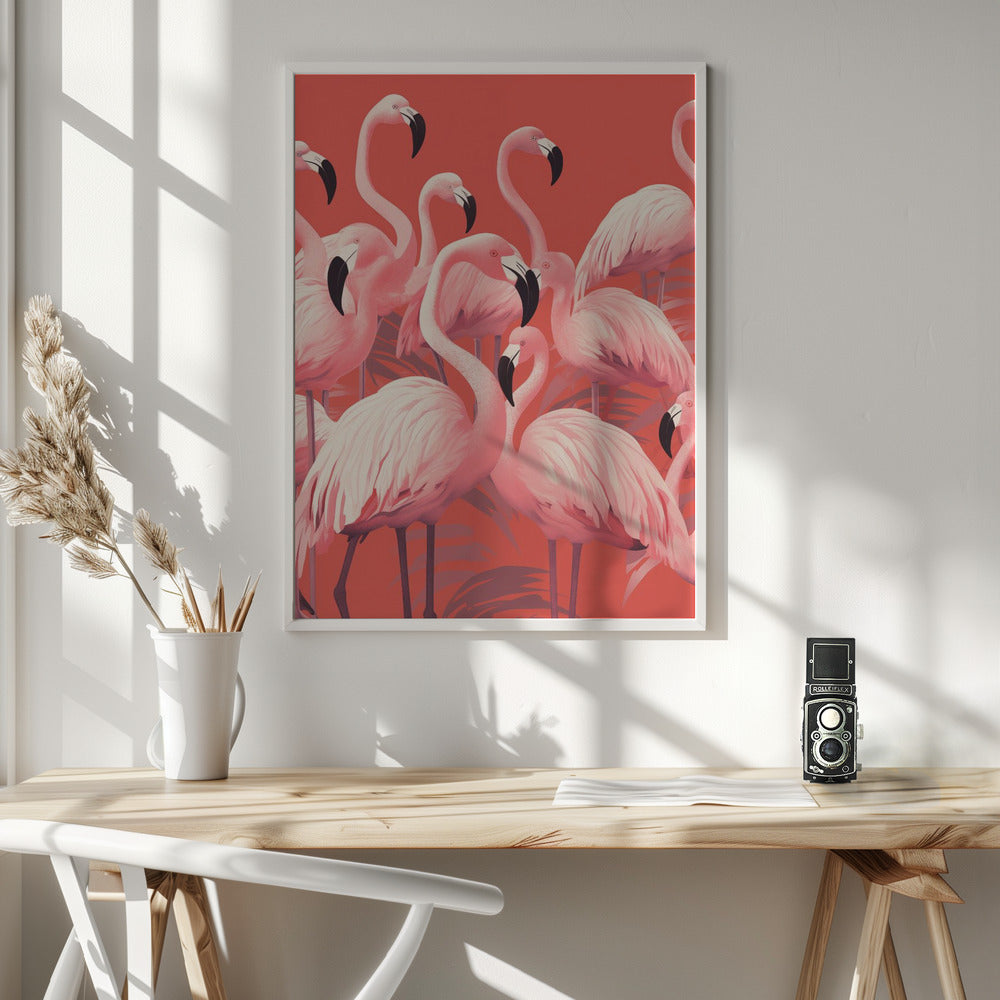 Vibrant Pink Flamingos - Poster / Art Print - interiör