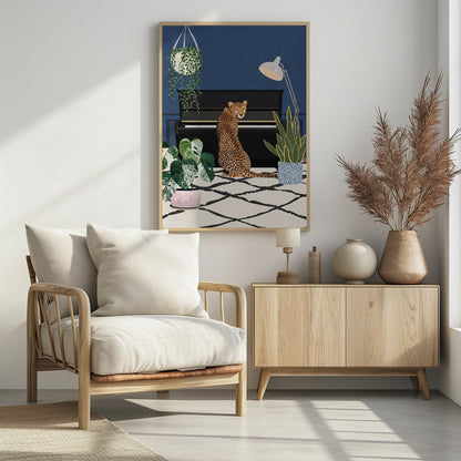Cheetah playing piano - Poster / Art Print - interiör