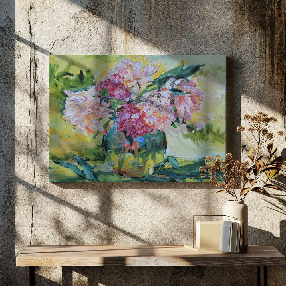 Peonies in a vase - Poster / Art Print - interiör