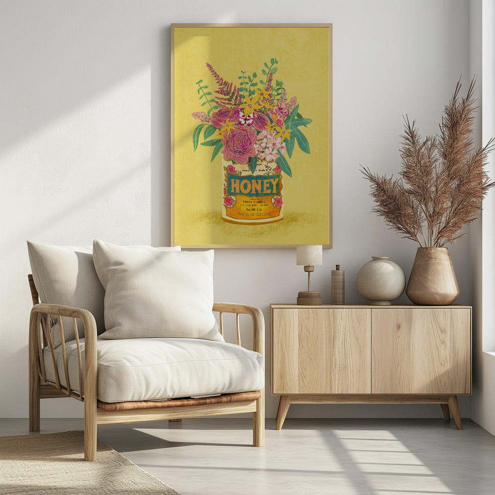 Flowers In a vintage Honey Can - Poster / Art Print - interiör
