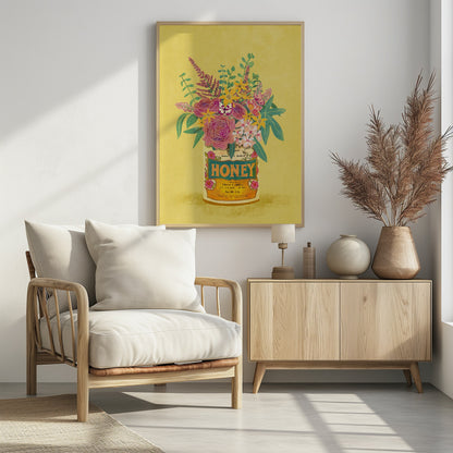 Flowers In a vintage Honey Can - Poster / Art Print - interiör
